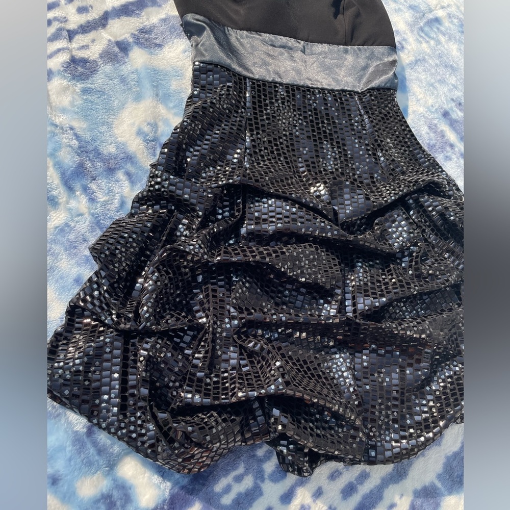 Ruby Rox Short Strapless Mirrored Sequin Party Cocktail Prom Halloween Dress - Picture 3 of 9
